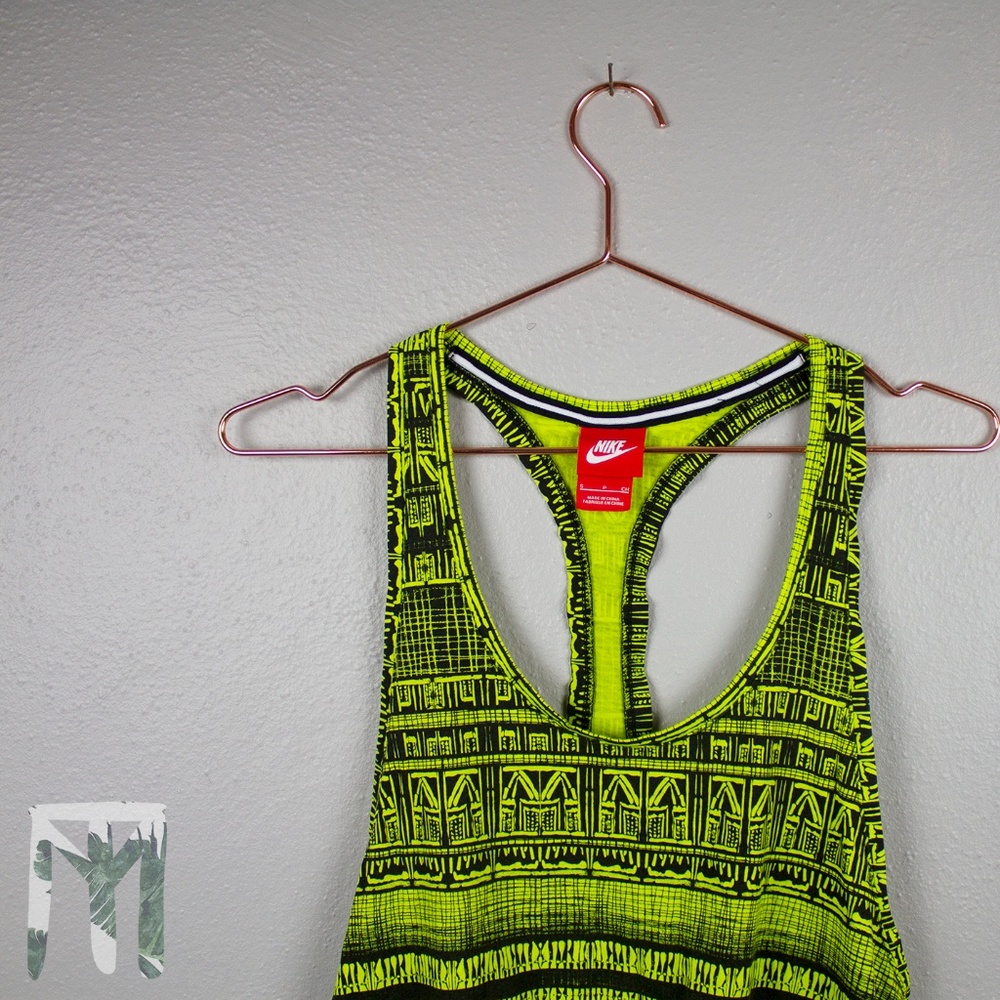 Nike Neon Tribal Racerback Crop Tank Top